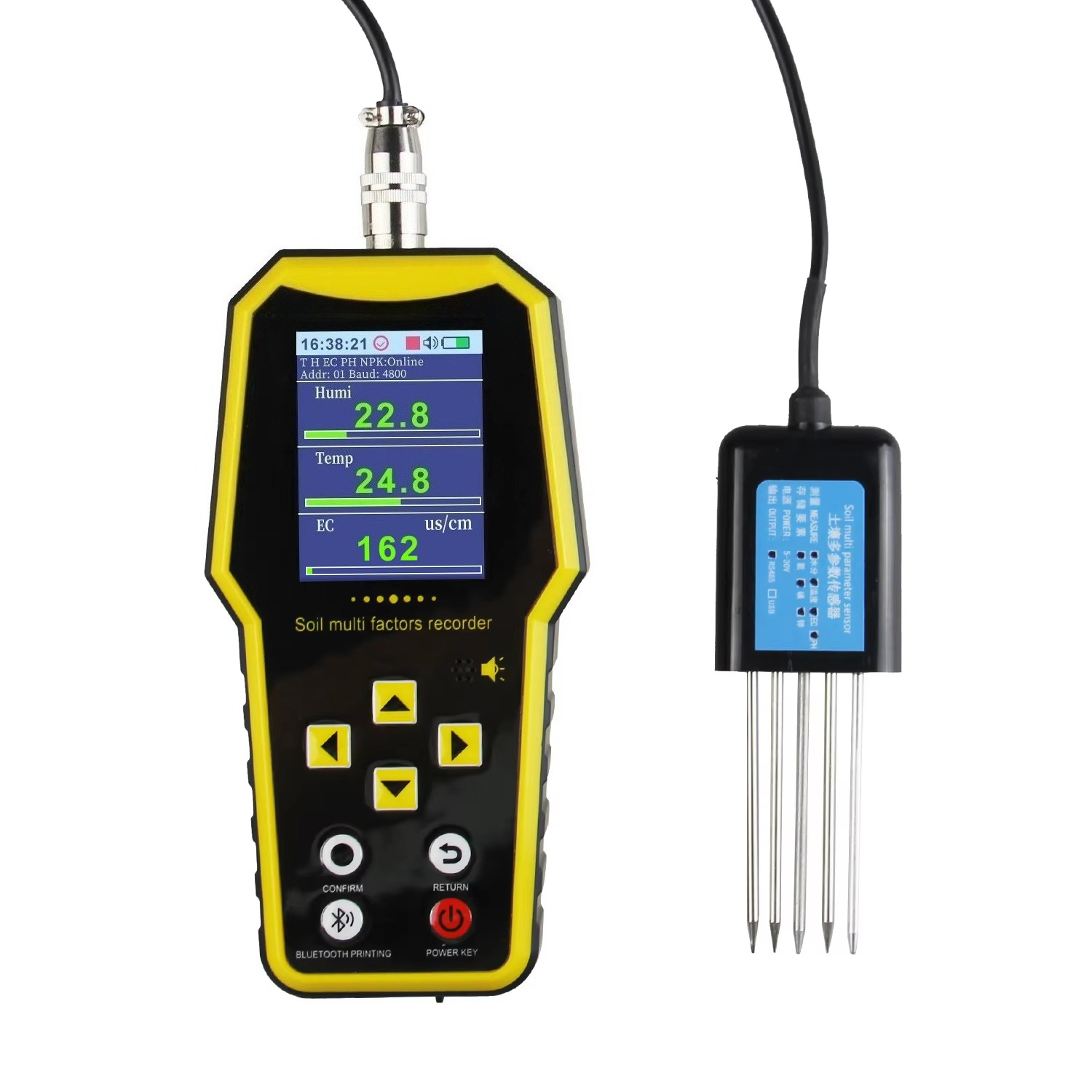 Temperature Humidity Sensor - 7-in-1 draagbare bodemvochtsensordetector Ph-waardetester, PH, temperatuur,
