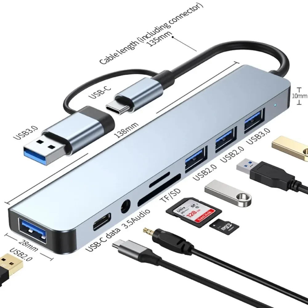8-in-2 USB-C-hub met 3.0 SD/TF - Home Assistant Sd recensie en prijs